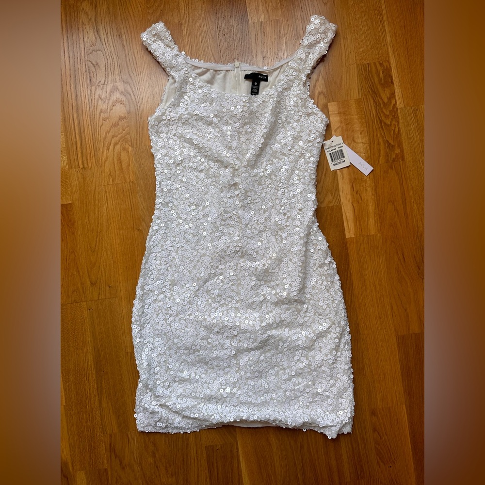 NWT sequin white dress